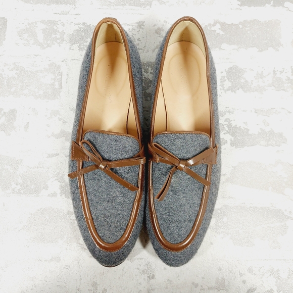 J Crew Grey with Brown Trim Calf Hair Lofers i351 - Picture 9 of 10